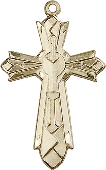 14KT GOLD MOSAIC CROSS MEDAL - 1 3/8" x 3/4"