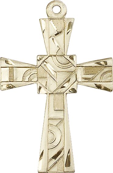 14KT GOLD MOSAIC CROSS MEDAL - 1 5/8" x 1"
