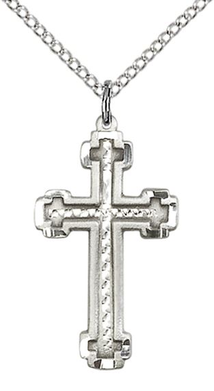 STERLING SILVER CROSS PENDANT WITH CHAIN - 1" x 1/2"