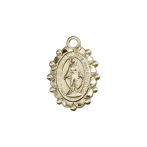 14KT GOLD MIRACULOUS MEDAL - 5/8" x 3/8"