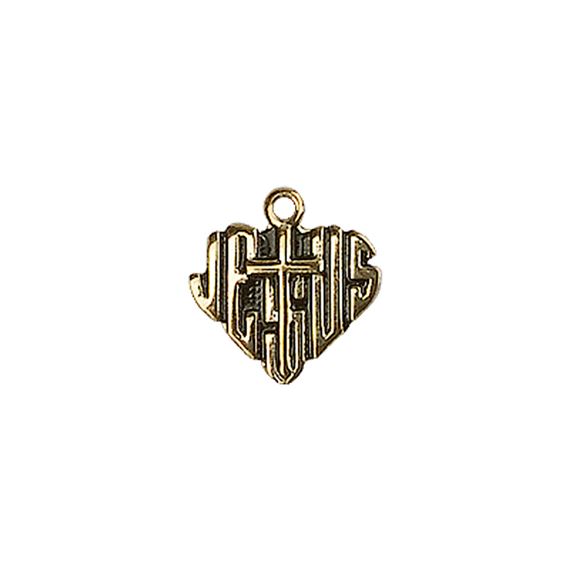 14KT GOLD HEART OF JESUS W-CROSS MEDAL - 3/8" x 3/8"