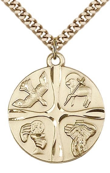 14KT GOLD FILLED CHRISTIAN LIFE PENDANT WITH CHAIN - 1" x 7/8"