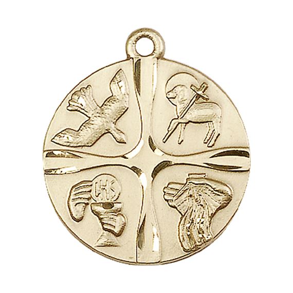 14KT GOLD CHRISTIAN LIFE MEDAL - 1" x 7/8"