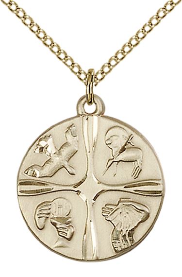 14KT GOLD FILLED CHRISTIAN LIFE PENDANT WITH CHAIN - 7/8" x 3/4"
