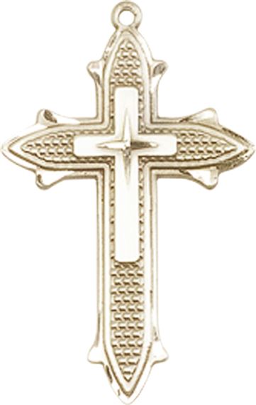 14KT GOLD CROSS ON CROSS MEDAL