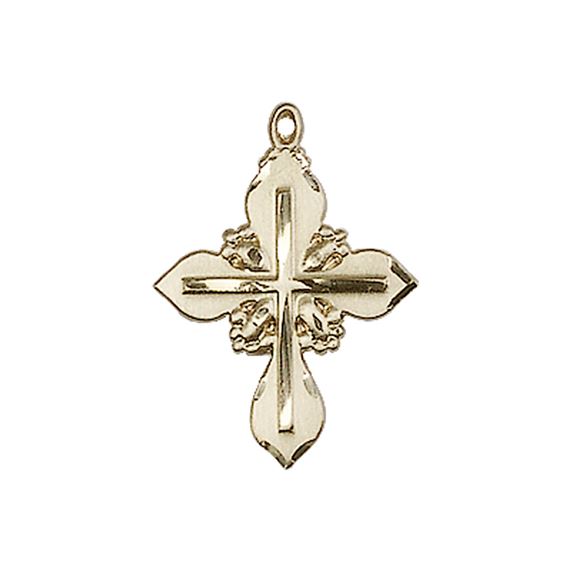 14KT GOLD CROSS MEDAL - 3/4" x 1/2"