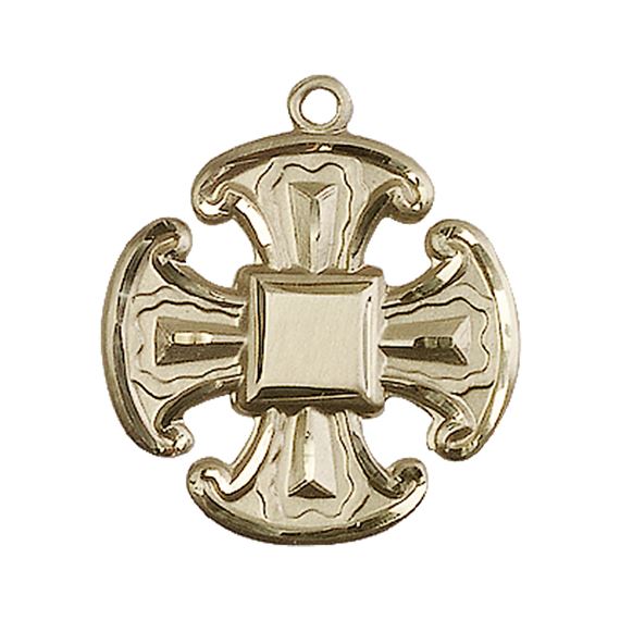 14KT GOLD CROSS MEDAL - 1" x 7/8"