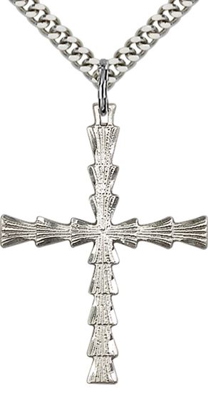 STERLING SILVER CROSS PENDANT WITH CHAIN - 1 3/8" x 1"