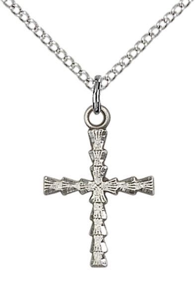 STERLING SILVER CROSS PENDANT WITH CHAIN - 3/4" x 1/2"