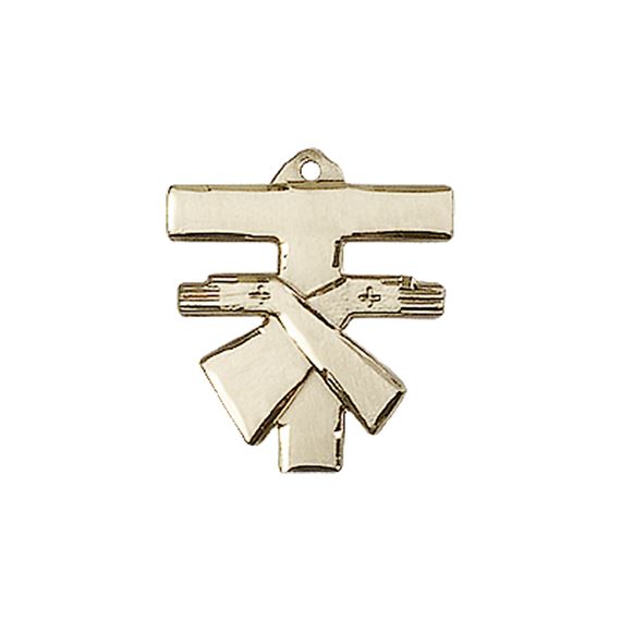 14KT GOLD FRANCISCAN CROSS MEDAL - 5/8" x 1/2"