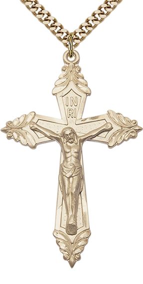 14KT GOLD FILLED CRUCIFIX PENDANT WITH CHAIN