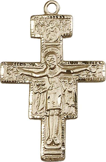 14KT GOLD SAN DAMIANO CRUCIFIX MEDAL - 1 1/4" x 7/8"