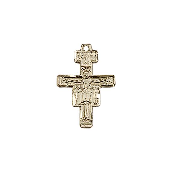 14KT GOLD SAN DAMIANO CRUCIFIX MEDAL - 5/8" x 3/8"