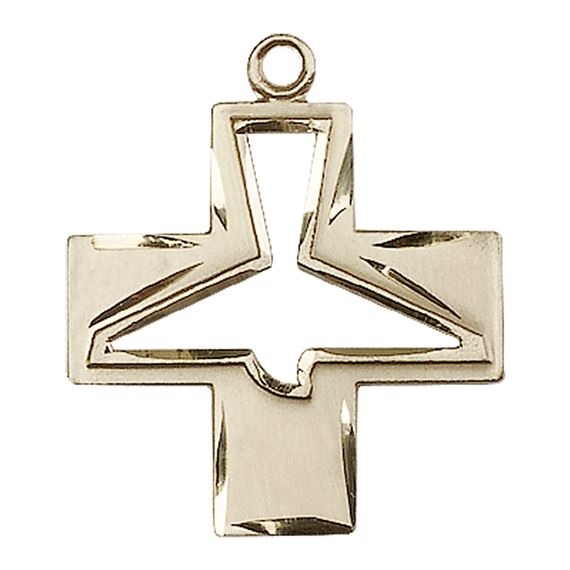 14KT GOLD HOLY SPIRIT MEDAL - 1 1/8" x 1"