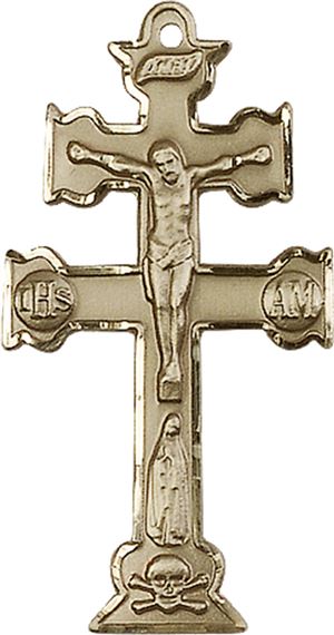 14KT GOLD CARAVACA CRUCIFIX MEDAL - 1 1/2" x 3/4"
