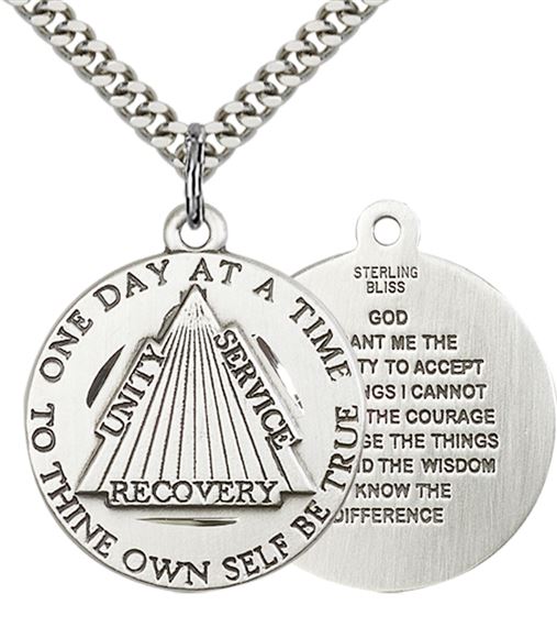 STERLING SILVER RECOVERY PENDANT WITH CHAIN - 1" x 7/8"