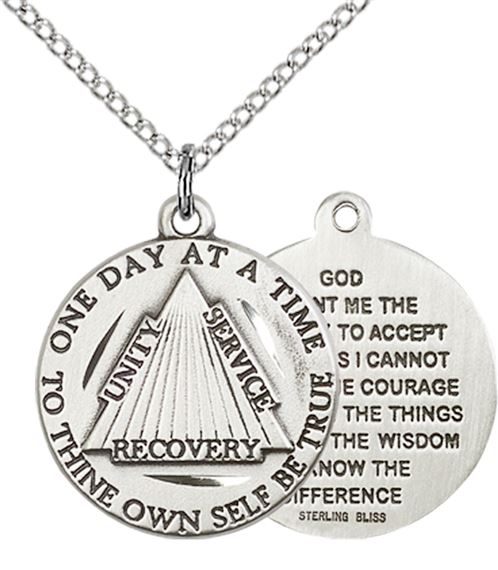 STERLING SILVER RECOVERY PENDANT WITH CHAIN - 3/4" x 3/4"