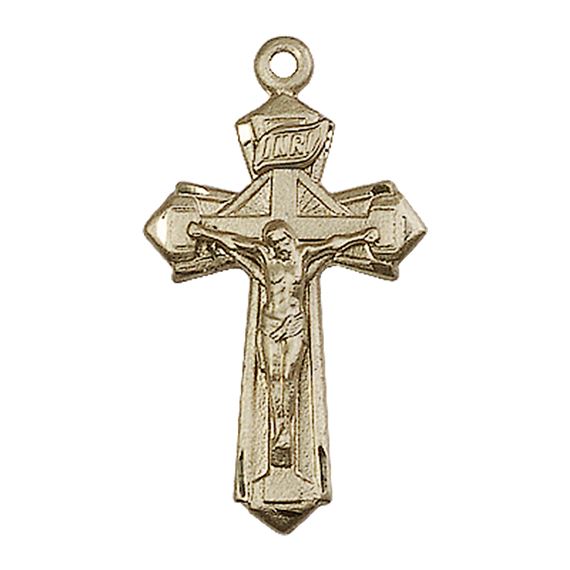 14KT GOLD CRUCIFIX MEDAL - 1 1/8" x 5/8"