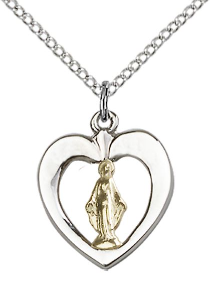 GF-SS MIRACULOUS PENDANT WITH CHAIN - 5/8" x 1/2"