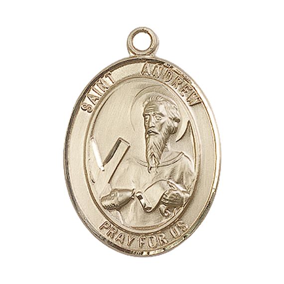 14KT GOLD ST ANDREW THE APOSTLE MEDAL - 1" x 3/4"