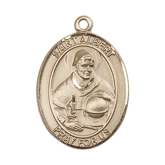 14KT GOLD ST ALBERT THE GREAT MEDAL - 1" x 3/4"