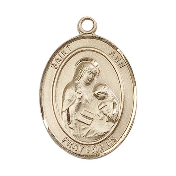 14KT GOLD ST ANN MEDAL - 1" x 3/4"