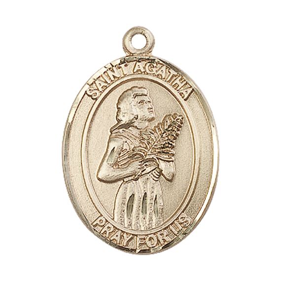 14KT GOLD ST AGATHA MEDAL - 1" x 3/4"