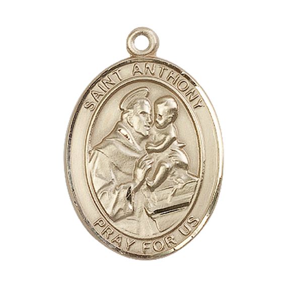 14KT GOLD ST ANTHONY OF PADUA MEDAL - 1" x 3/4"