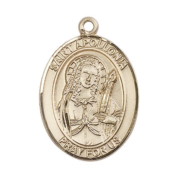 14KT GOLD ST APOLLONIA MEDAL - 1" x 3/4"