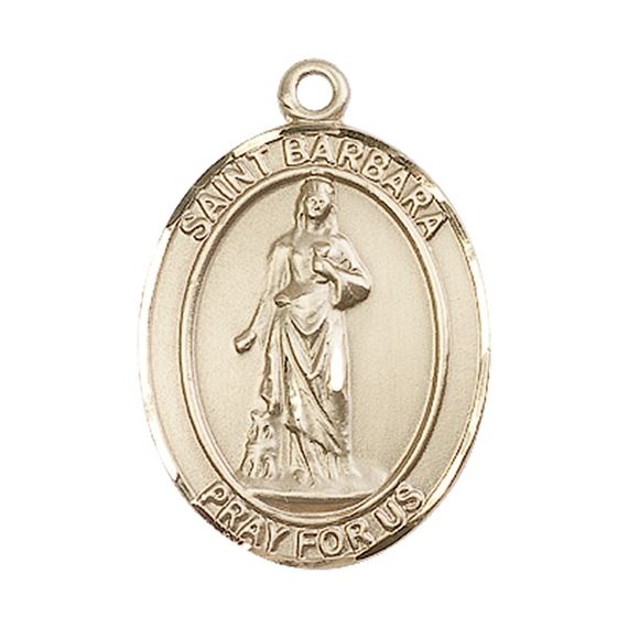 14KT GOLD ST BARBARA MEDAL - 1" x 3/4"