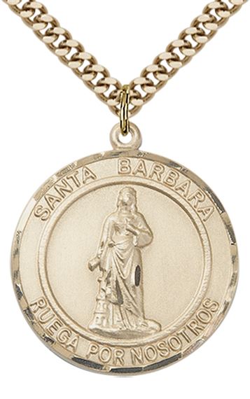 GOLD FILLED SANTA BARBARA PENDANT ON A CHAIN - 1" x 7/8"