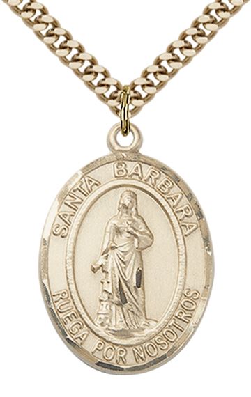 GOLD FILLED SANTA BARBARA PENDANT ON A CHAIN - 1" x 3/4"