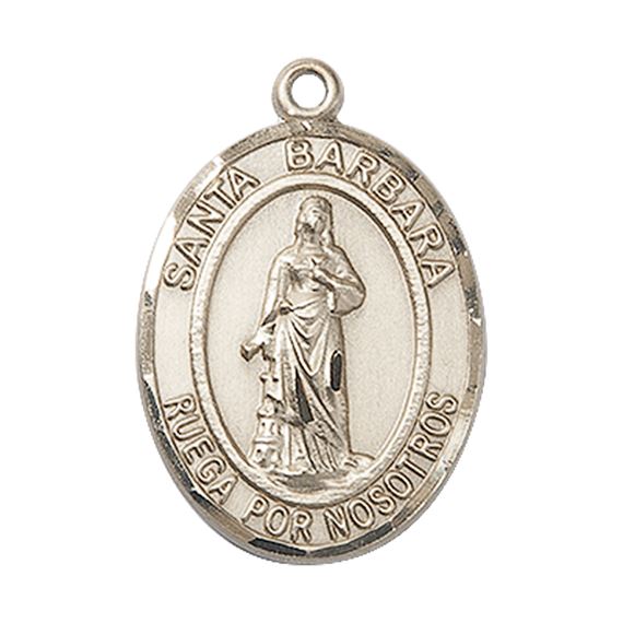 14KT GOLD SANTA BARBARA MEDAL - 1" x 3/4"