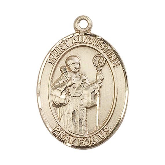14KT GOLD ST AUGUSTINE MEDAL - 1" x 3/4"