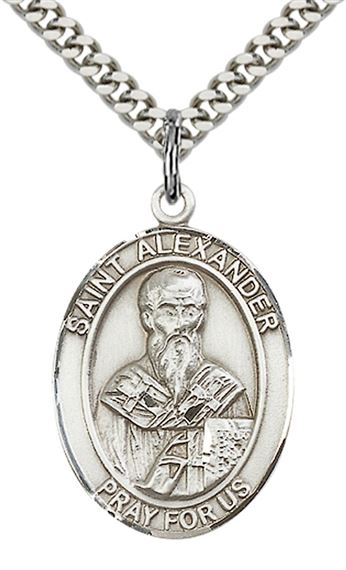 STERLING SILVER ST ALEXANDER SAULI PENDANT WITH CHAIN - 1" x 3/4"