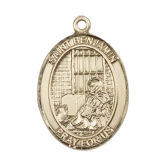 14KT GOLD ST BENJAMIN MEDAL - 1" x 3/4"