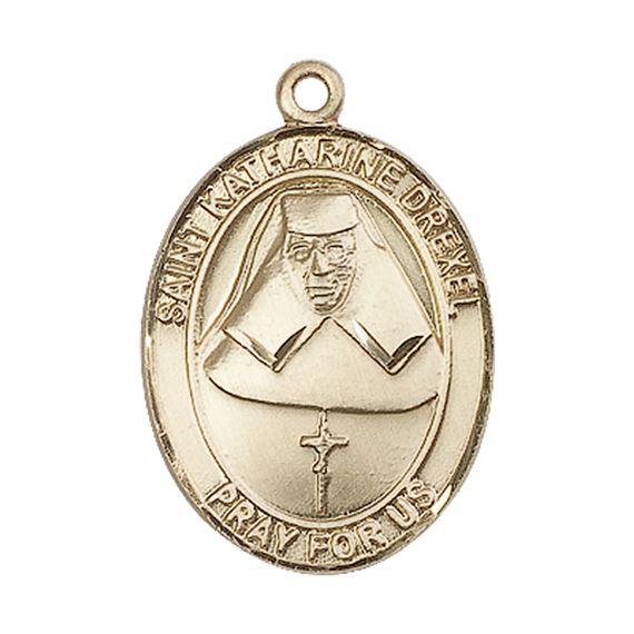 14KT GOLD ST KATHARINE DREXEL MEDAL - 1" x 3/4"
