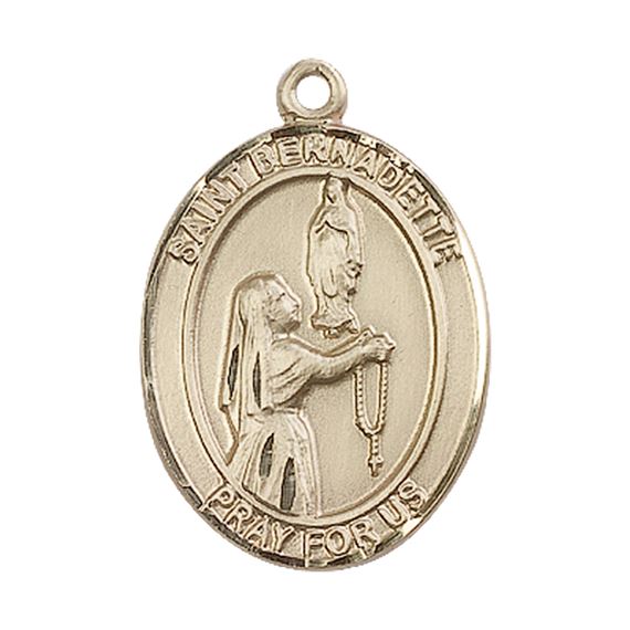 14KT GOLD ST BERNADETTE MEDAL - 1" x 3/4"