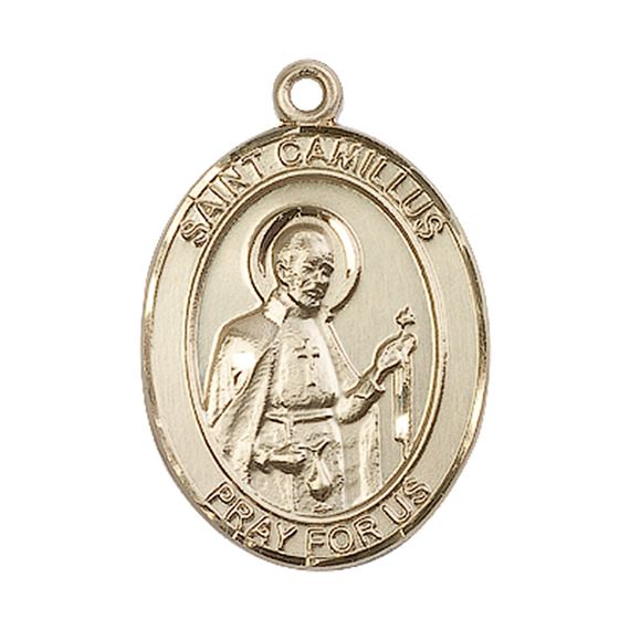 14KT GOLD ST CAMILLUS OF LELLIS MEDAL - 1" x 3/4"