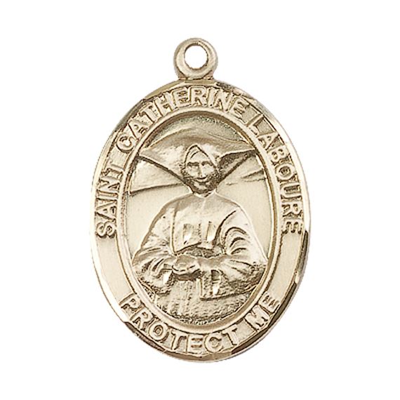 14KT GOLD ST CATHERINE LABOURE MEDAL - 1" x 3/4"