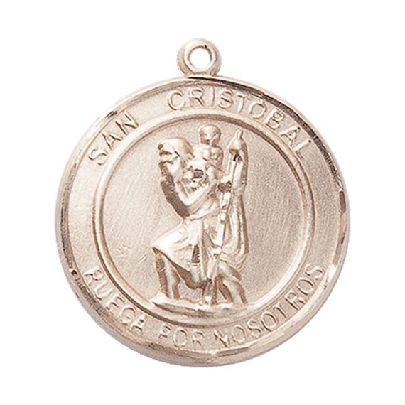 14KT GOLD SAN CRISTOBAL MEDAL - 1" x 7/8"
