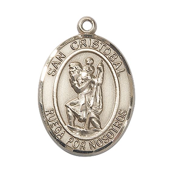 14KT GOLD SAN CRISTOBAL MEDAL - 1" x 3/4"