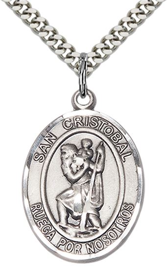 STERLING SILVER SAN CRISTOBAL PENDANT WITH CHAIN - 1" x 3/4"