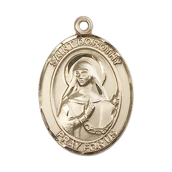 14KT GOLD ST DOROTHY MEDAL - 1" x 3/4"