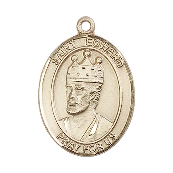 14KT GOLD ST EDWARD THE CONFESSOR MEDAL - 1" x 3/4"