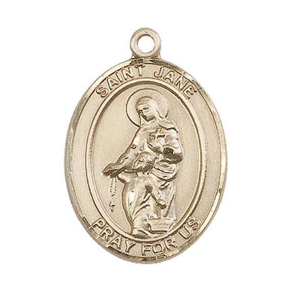 14KT GOLD ST JANE OF VALOIS MEDAL - 1" x 3/4"