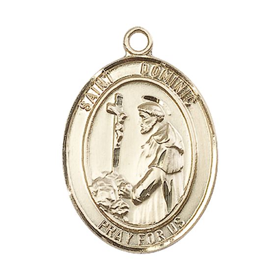 14KT GOLD ST DOMINIC DE GUZMAN MEDAL - 1" x 3/4"