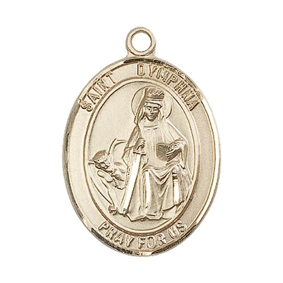 14KT GOLD ST DYMPHNA MEDAL - 1" x 3/4"
