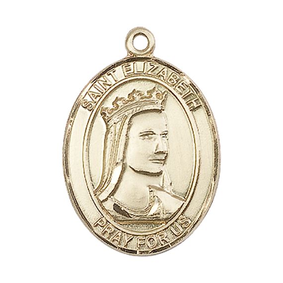 14KT GOLD ST ELIZABETH OF HUNGARY MEDAL - 1" x 3/4"