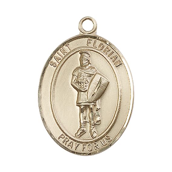 14KT GOLD ST FLORIAN MEDAL - 1" x 3/4"